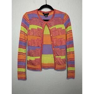 Etcetera Bright Multicolored Long Sleeve Button Cardigan Funky Y2K Style Small
